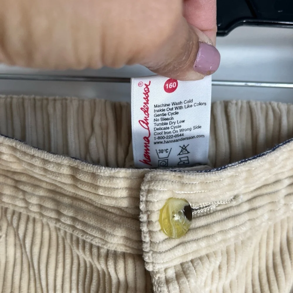 Hanna Andersson Kids Cream Corduroy Pants size 160 Spring